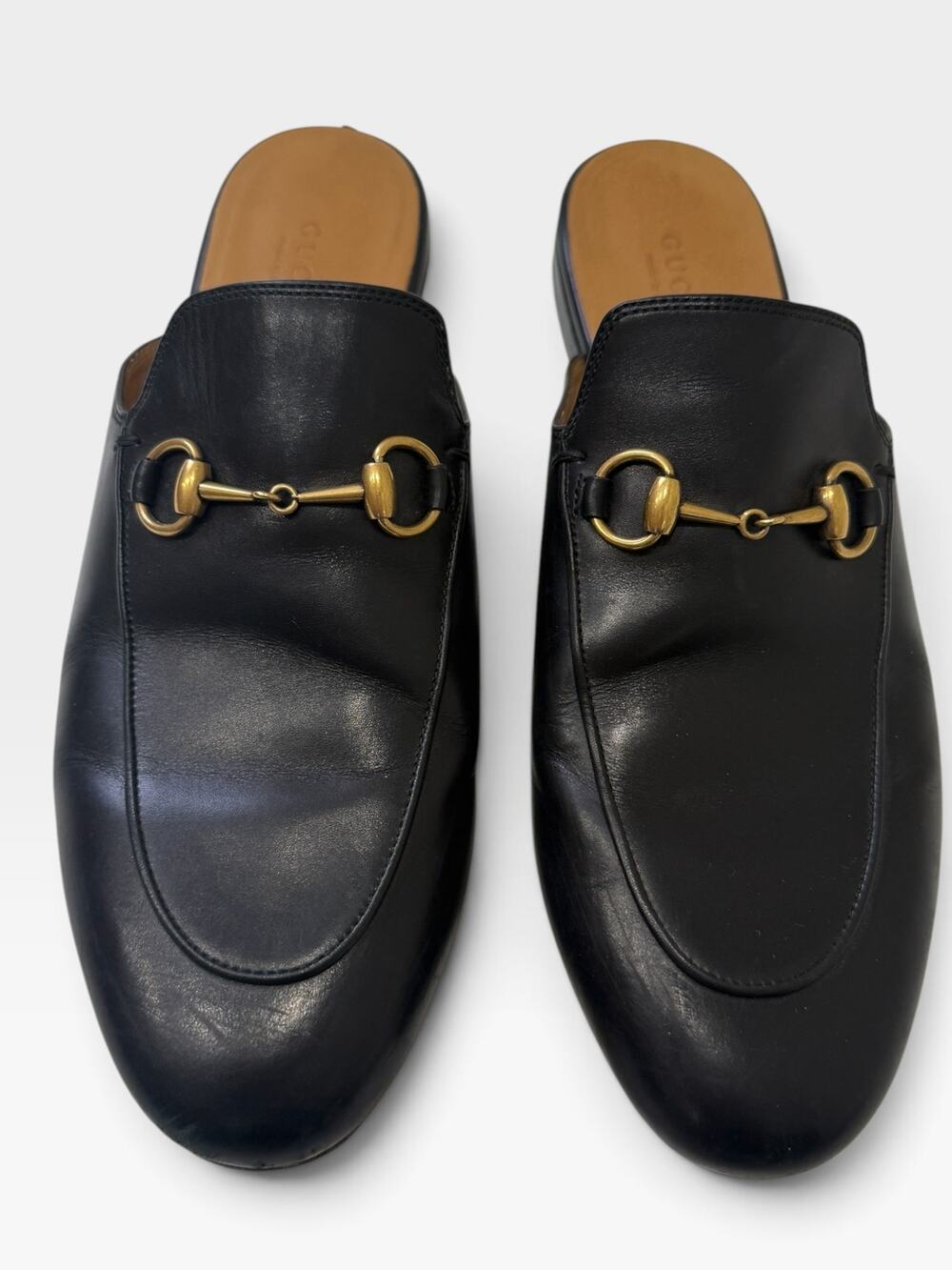 Gucci Princetown Horsebit Leather Mule Loafers Slides Black Size 38.5